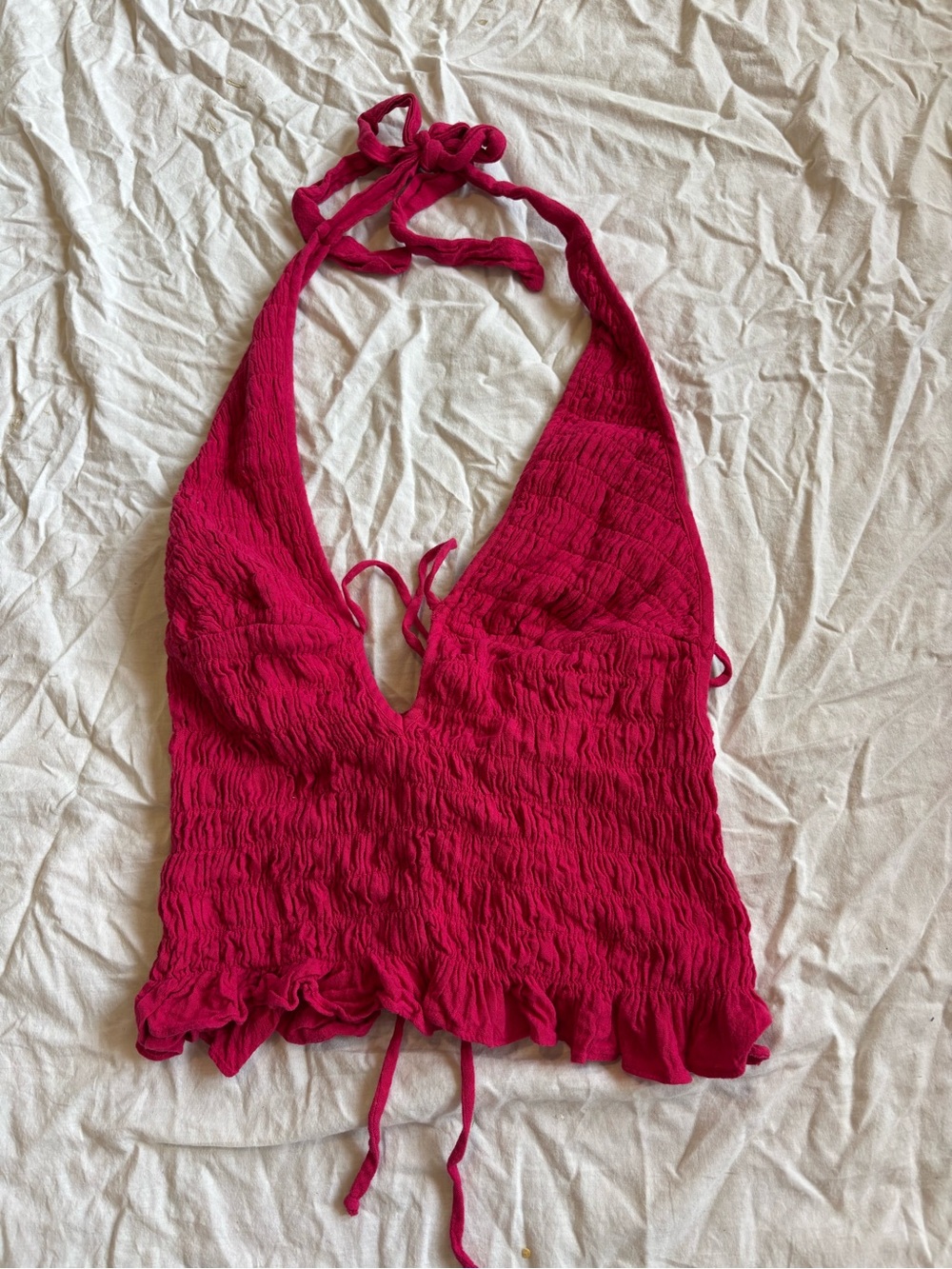 Smocked Halter Crop Top Pink!!
